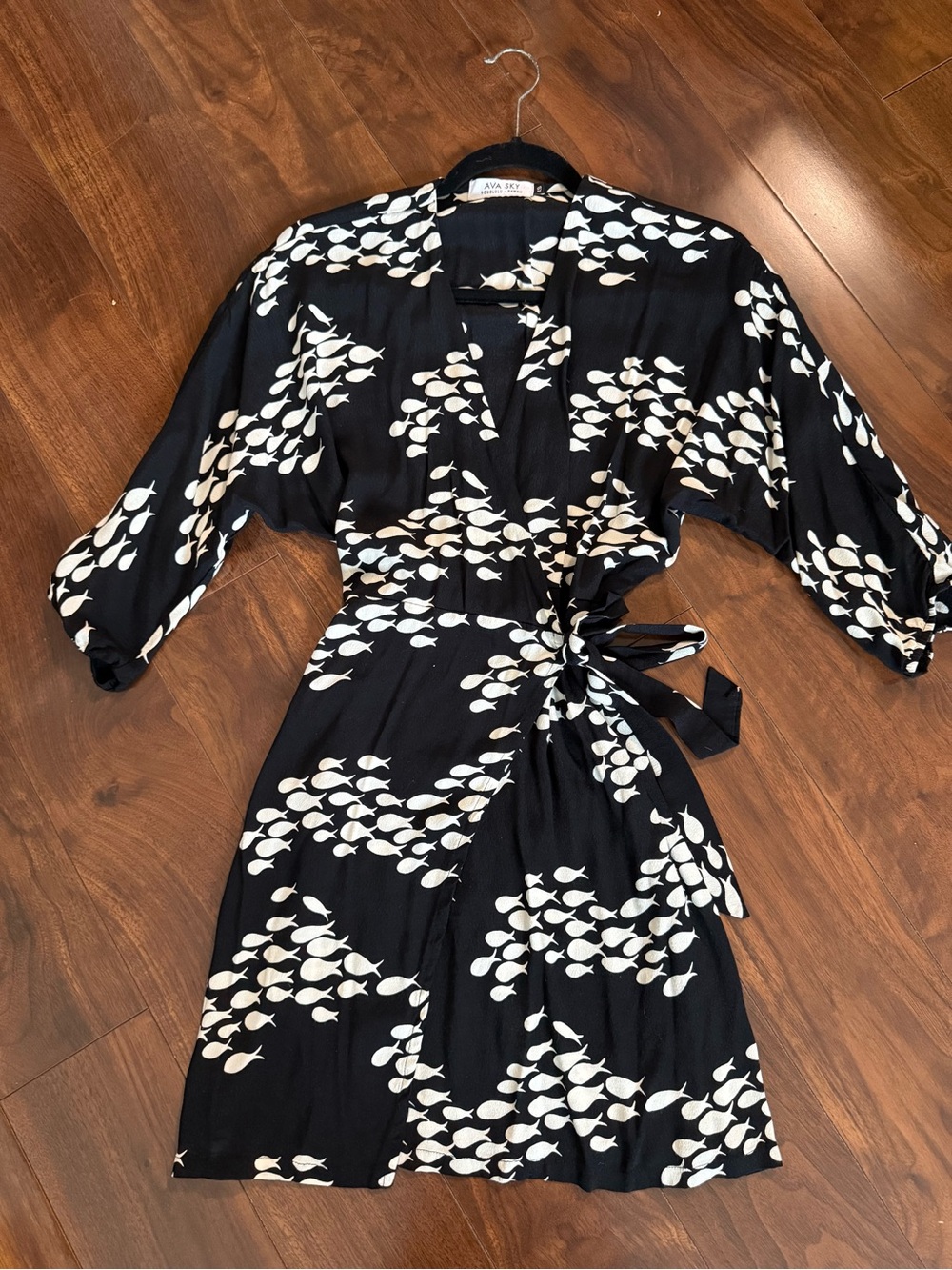 Fighting Eel Ava Sky Signature Fish Wrap Dress XS
